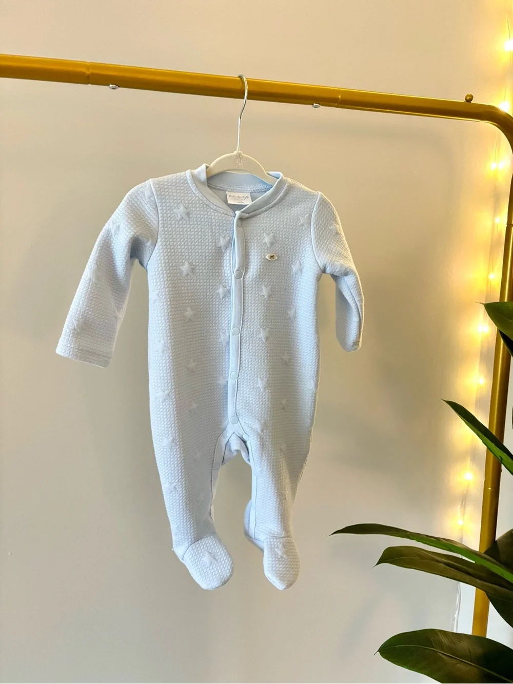 Rock a By Baby Boutique Light Blue Baby One-Piece Footed Pajamas
